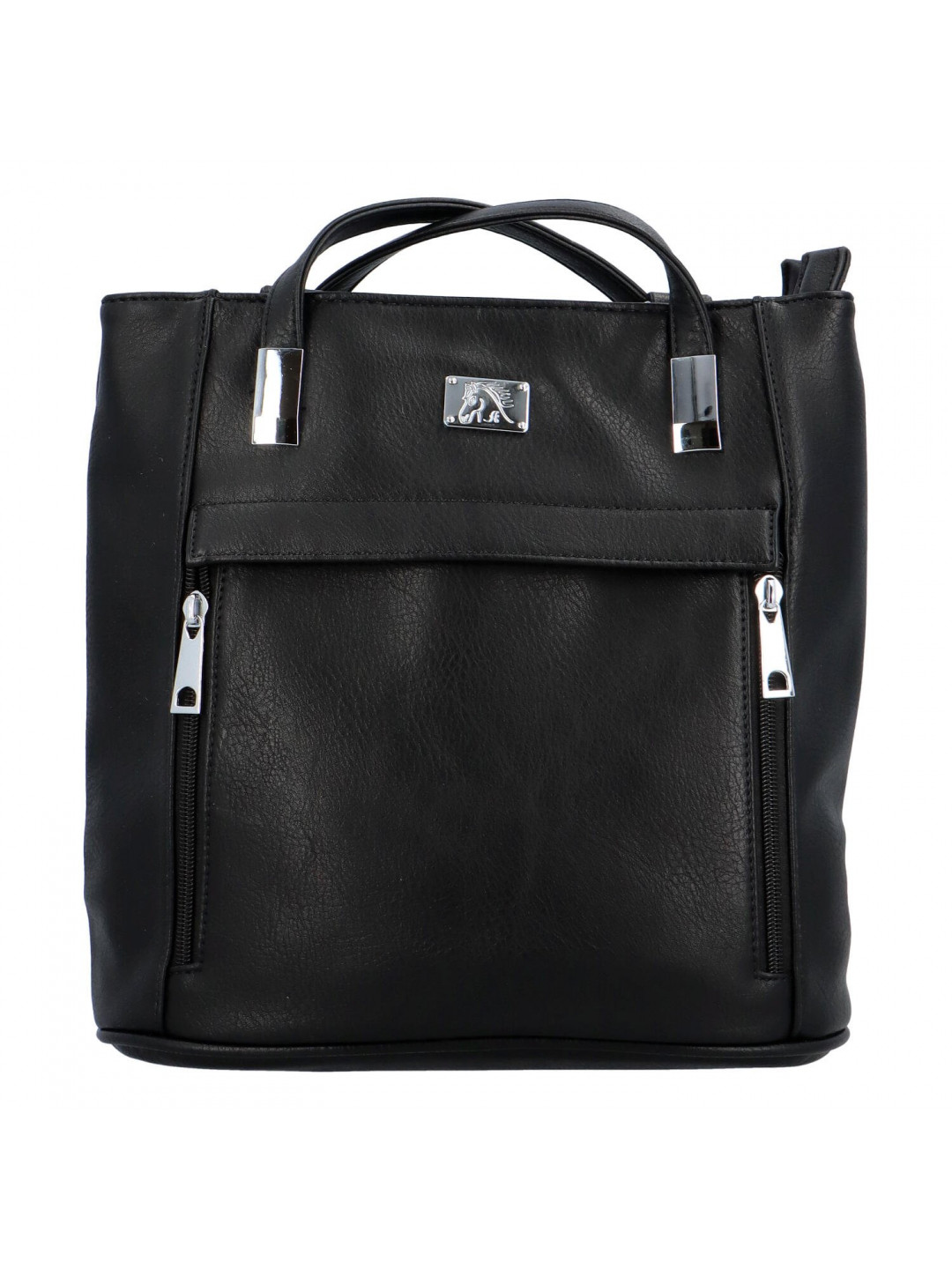 Dámská koženková kabelko batůžek Silver černá